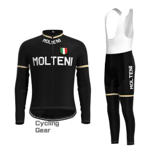 MOLTENI Black Retro Long Sleeve Cycling Kit