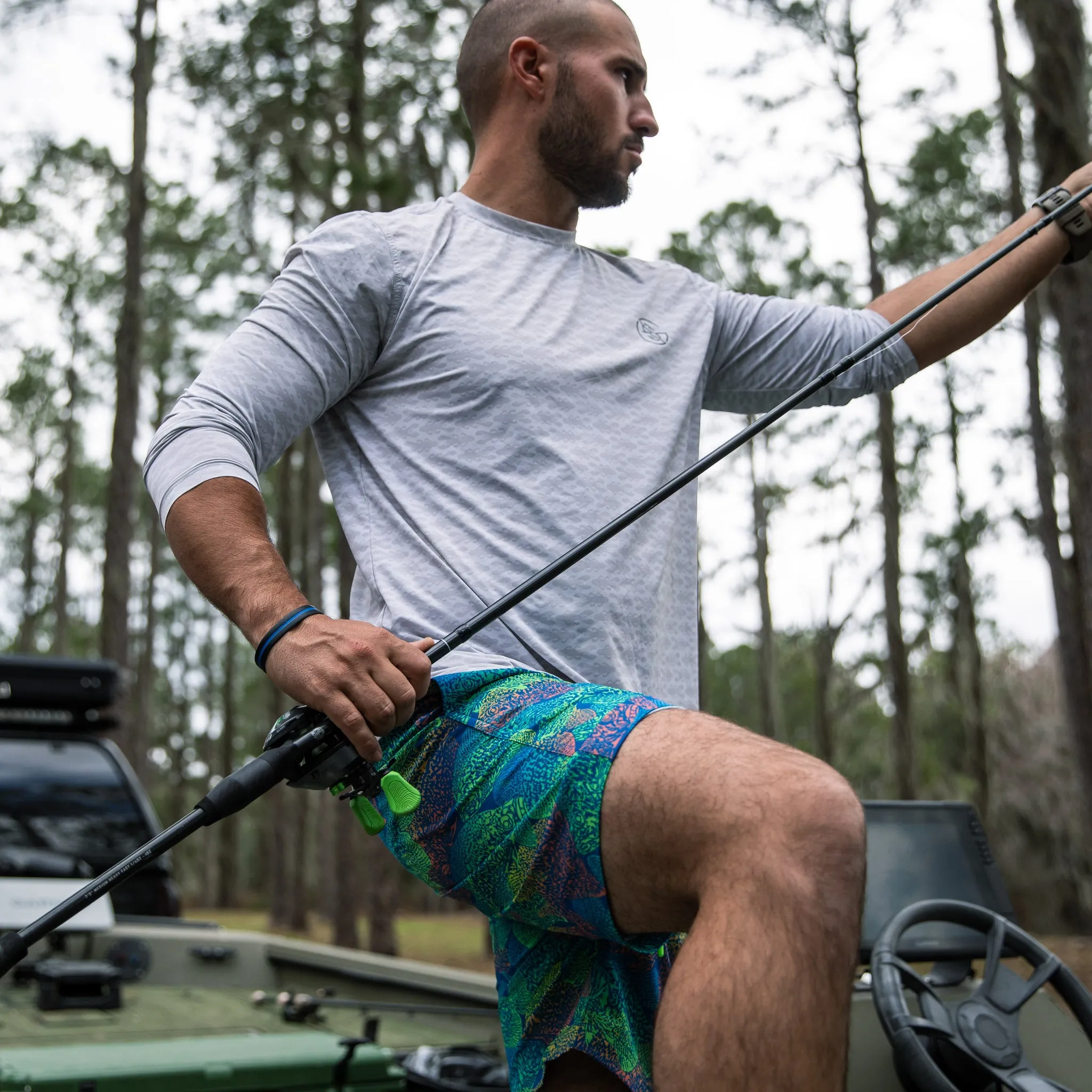 Neon Crappie School (More Than Just) Boat Shorts