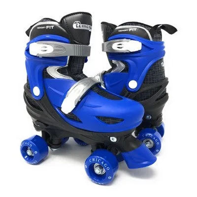 Open Box - Chicago Skates Deluxe Kids' Quad Roller Skate Combo Set - Black/Blue (S)