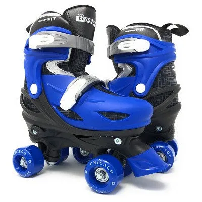 Open Box - Chicago Skates Deluxe Kids' Quad Roller Skate Combo Set - Black/Blue (S)