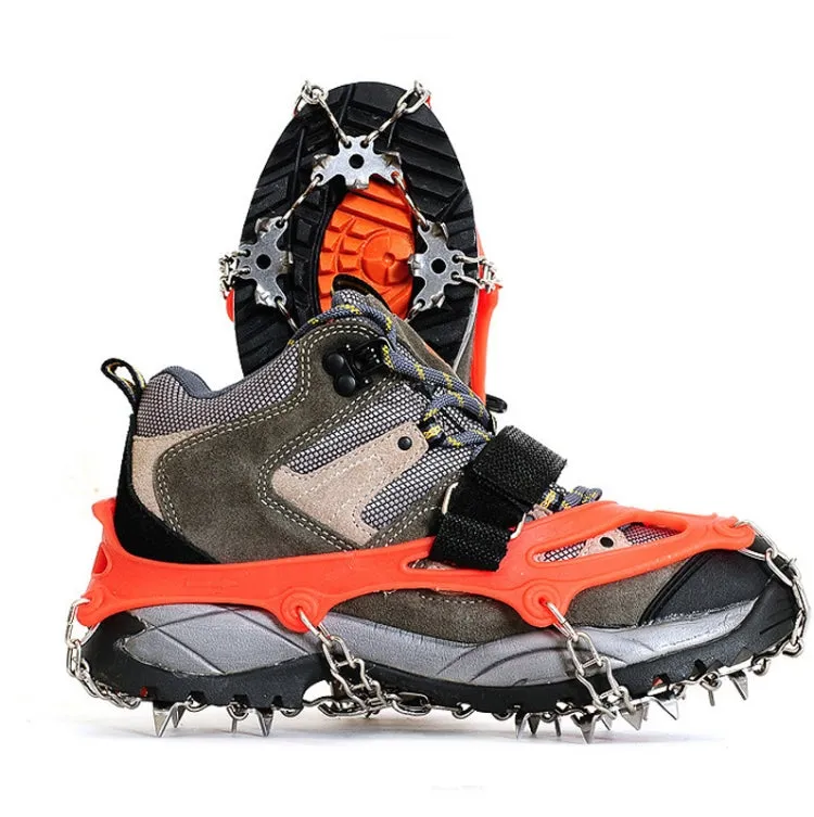 Outdoor 18-Tooth 430 Stainless Steel Crampons Snow Hiking Shoes Spikes Non-Slip Shoe Covers，SIze: L (Black)