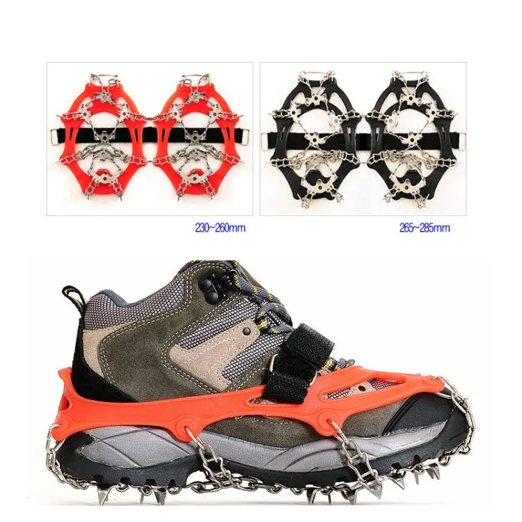 Outdoor 18-Tooth 430 Stainless Steel Crampons Snow Hiking Shoes Spikes Non-Slip Shoe Covers，SIze: L (Black)