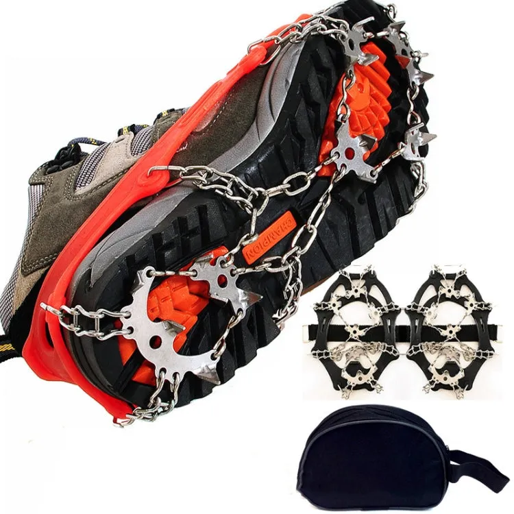 Outdoor 18-Tooth 430 Stainless Steel Crampons Snow Hiking Shoes Spikes Non-Slip Shoe Covers，SIze: L (Black)