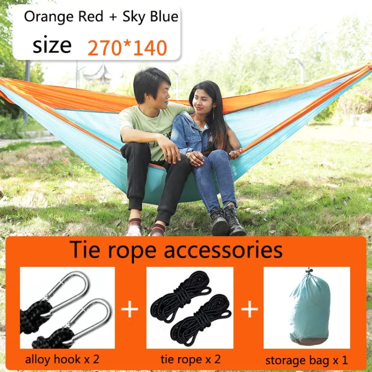 Outdoor Hammock Nylon Parachute Cloth Travel Camping Swing, Style: 2.7m x 1.4m (Orange Sky Blue)