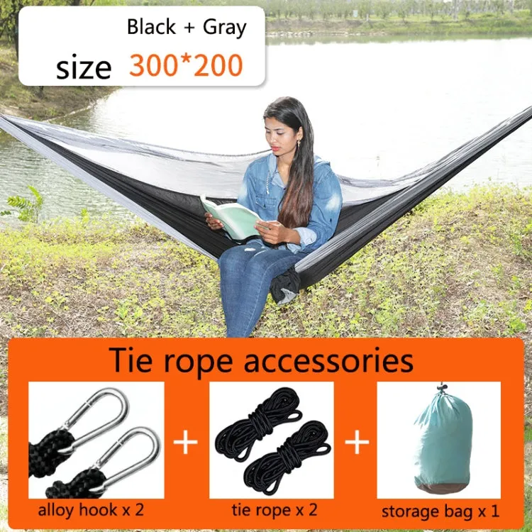 Outdoor Hammock Nylon Parachute Cloth Travel Camping Swing, Style: 3m x 2m (Black Gray)