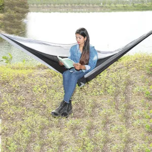 Outdoor Hammock Nylon Parachute Cloth Travel Camping Swing, Style: 3m x 2m (Black Gray)