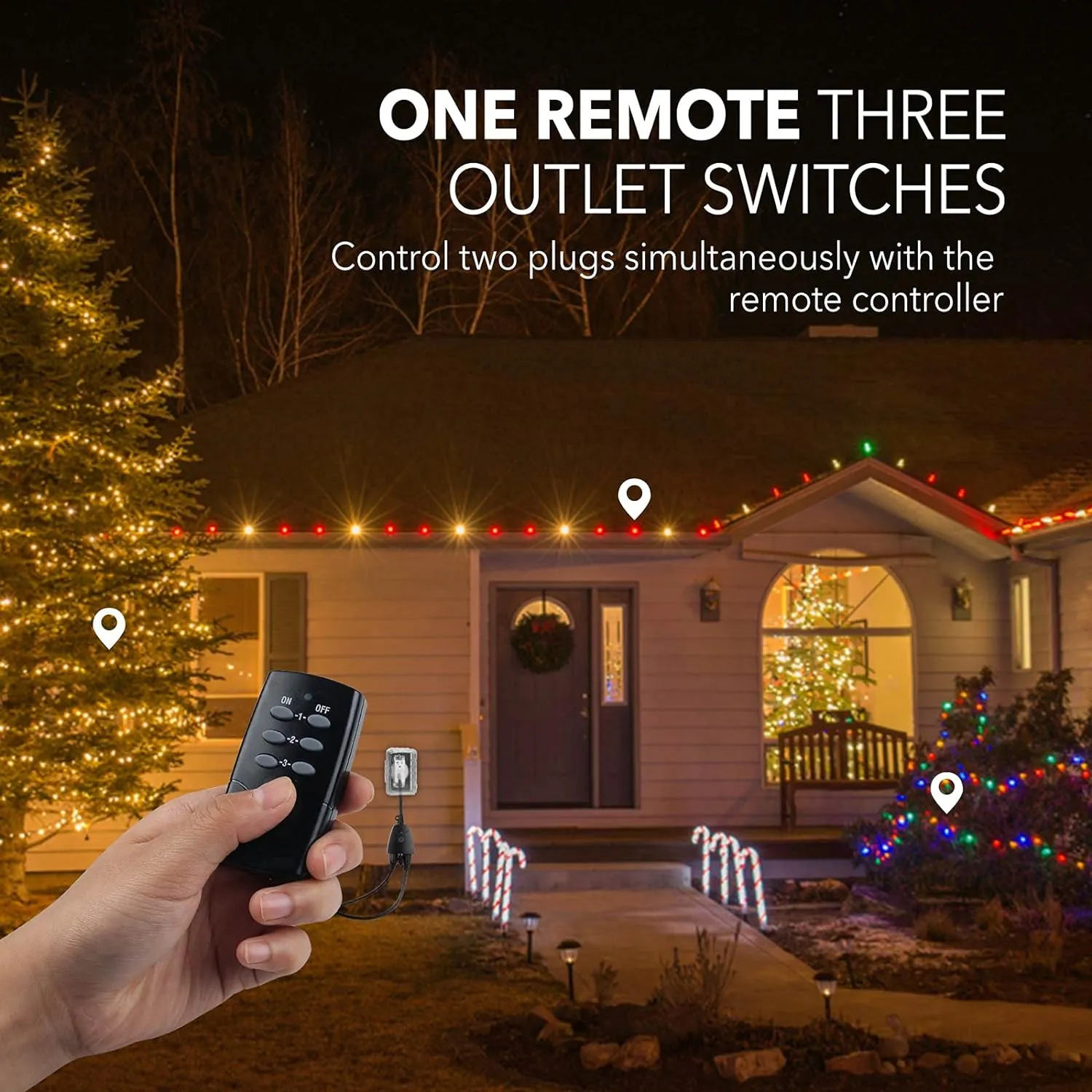 Outdoor Remote Control Dual 3-Prong Outlet Weatherproof Heavy Duty 15A BN-LINK