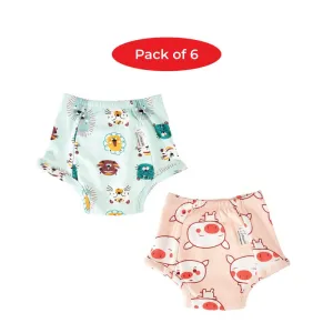 Pack of 6 - Snug Farm Snug Potty Training Pull-up Pants for Babies/ Toddlers/Kids. Reusable Potty Training Underwear for Girls and Boys. 100% Cotton. (Size 1, Fits 1 - 2 years)