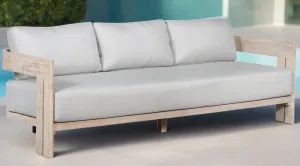 Paradiso Teak Wood Sofa Natural Look - Light Grey Fabric