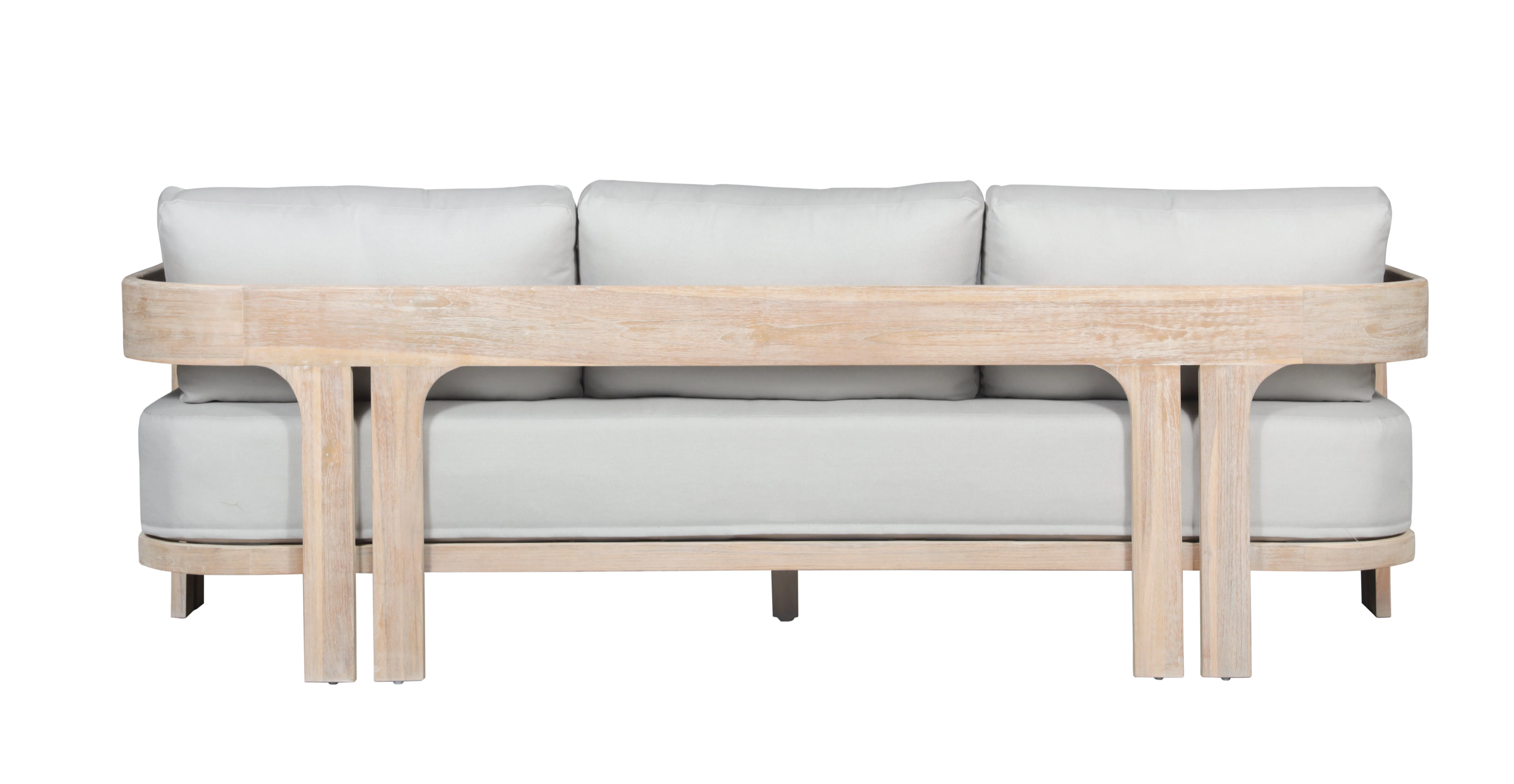 Paradiso Teak Wood Sofa Natural Look - Light Grey Fabric