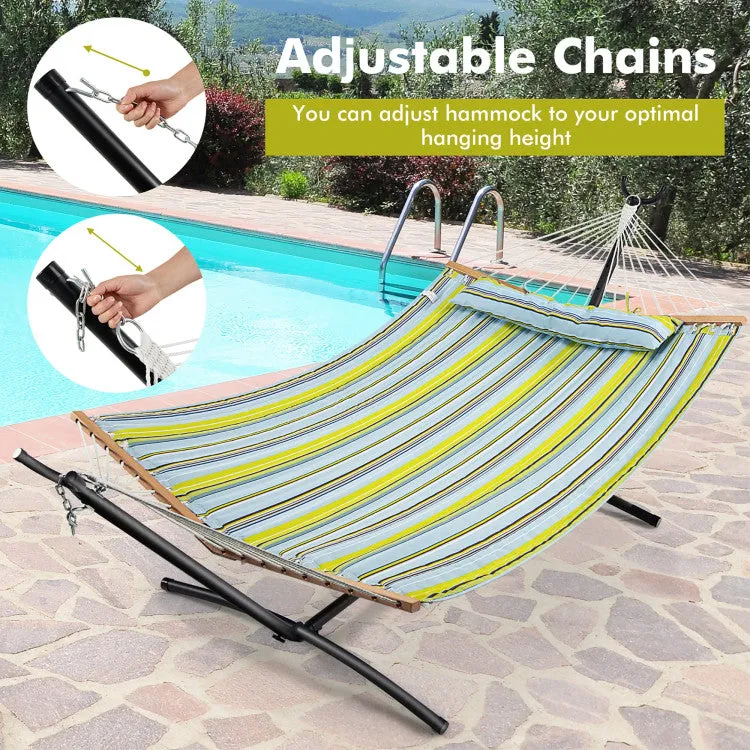 Patio Hammock Foldable Portable Swing Chair Bed with Detachable Pillow