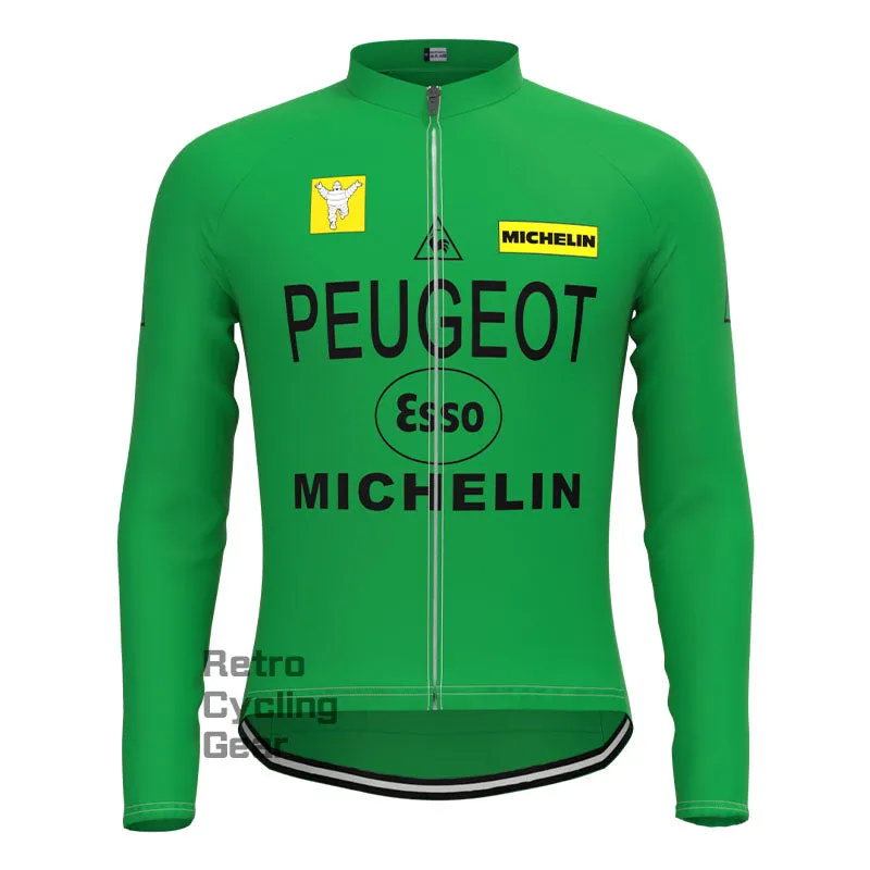 Peugeot Green Retro Long Sleeve Cycling Kit