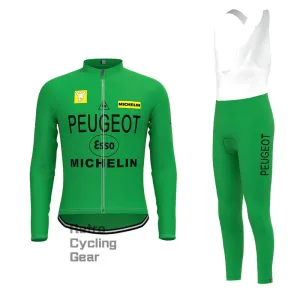 Peugeot Green Retro Long Sleeve Cycling Kit