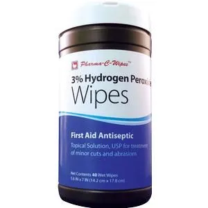 Pharma-C-Wipes First Aid Wipes 3% Hydrogen Peroxide Pre-Moistened, Pack of 40