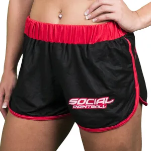 Social Paintball Women's Shorts - Black Red "For The Player"