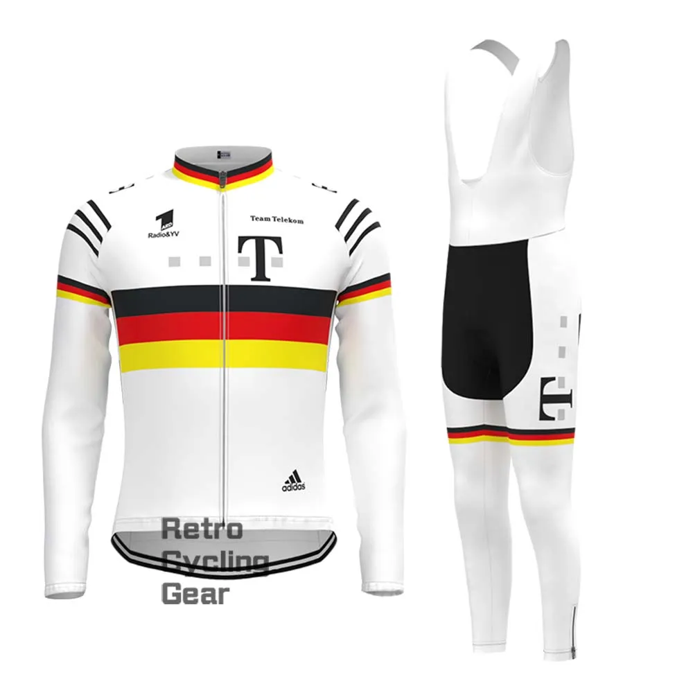 T white Retro Long Sleeve Cycling Kits