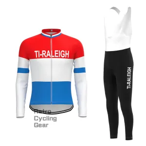 TI-Raleigh Red-Blue Retro Long Sleeve Cycling Kit