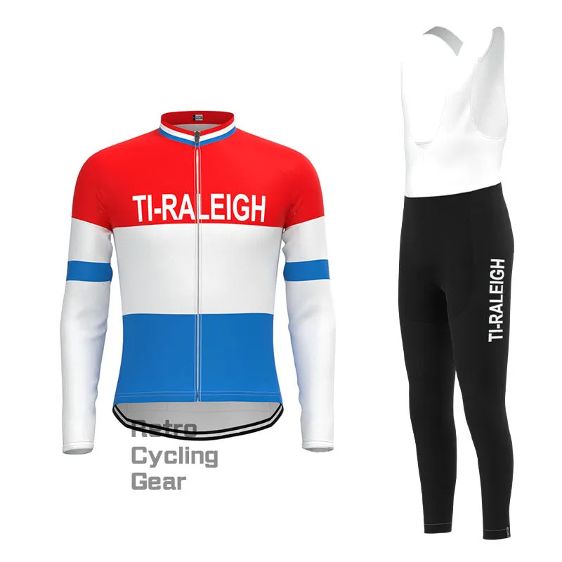 TI-Raleigh Red-Blue Retro Long Sleeve Cycling Kit