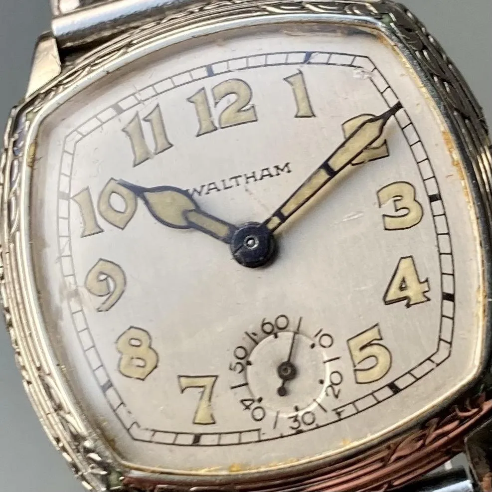 Waltham Wristwatch Antique 1932 Manual Winding Men's 28mm Vintage Watch Male Silver