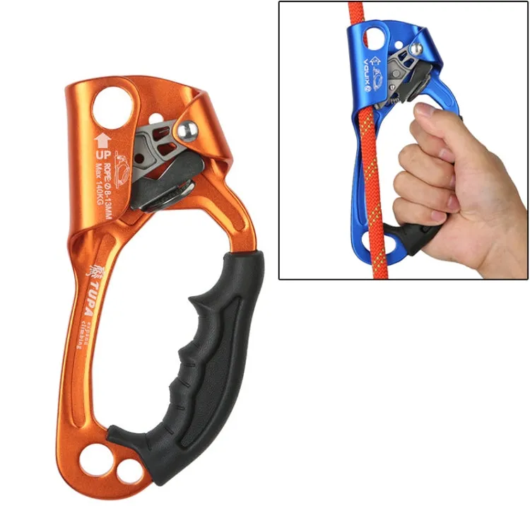 XINDA TP-8606 Outdoor Rock Climbing Aerial Work Anti-fall Handheld Rope Gripper for 8-12mm Diameter Rope Right(Orange)